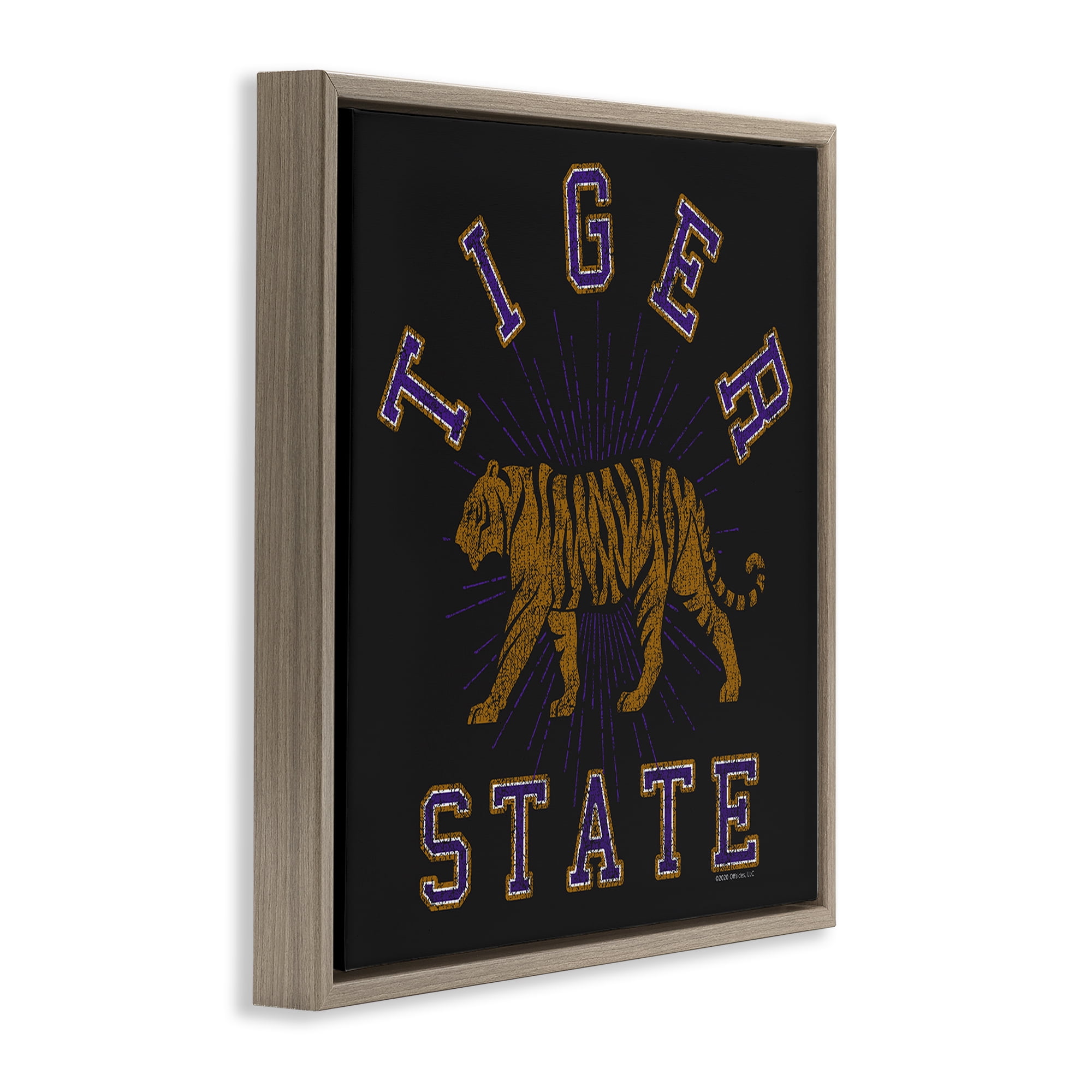 Stupell Industries Vintage Tiger State Novelty & Humor Painting Brown Floater Framed Canvas Art Print Wall Art, 18 x 18