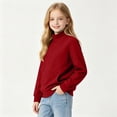 thumbnail image 4 of BLVB Girls Oversized Sweatshirts Solid Color Mock Neck Pullover Tops Long Sleeve Loose Fall Fashion Outfits(Red,13-14 Years), 4 of 7