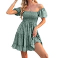 thumbnail image 5 of Summer Floral Print Women Square Neckline Ruffle Mini Dress, 5 of 6