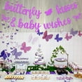 thumbnail image 2 of Butterfly Kisses and Baby Wishes Banner Purple Butterfly Baby Shower Decorations for Girl, 2 of 5