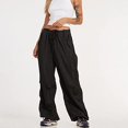thumbnail image 6 of Black Casual Pants for Women, Oversized Pants, Drawstrings Baggy Low Waist Loose Sweatpants Cinch Bottom Joggers Hippie Trousers, 6 of 7