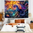 thumbnail image 3 of Blacklight Dragon Tapestry, Medieval Fantasy Animals Mushroom UV Reactive Tapestry for Bedroom Aesthetic, Trippy Nature Tree Tapestry Wall Hanging, Men Boys Poster Blanket College Dorm Decor, 71X60in, 3 of 5