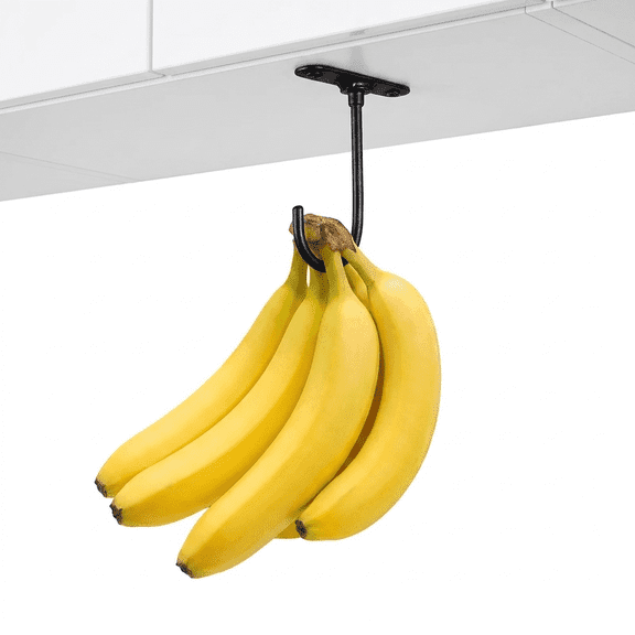 Iron Under Cabinet Banana Hook, 360° Rotatable Banana Hanger Under Cabinet, Multipurpose Banana Hook for Kitchen Storage Organization