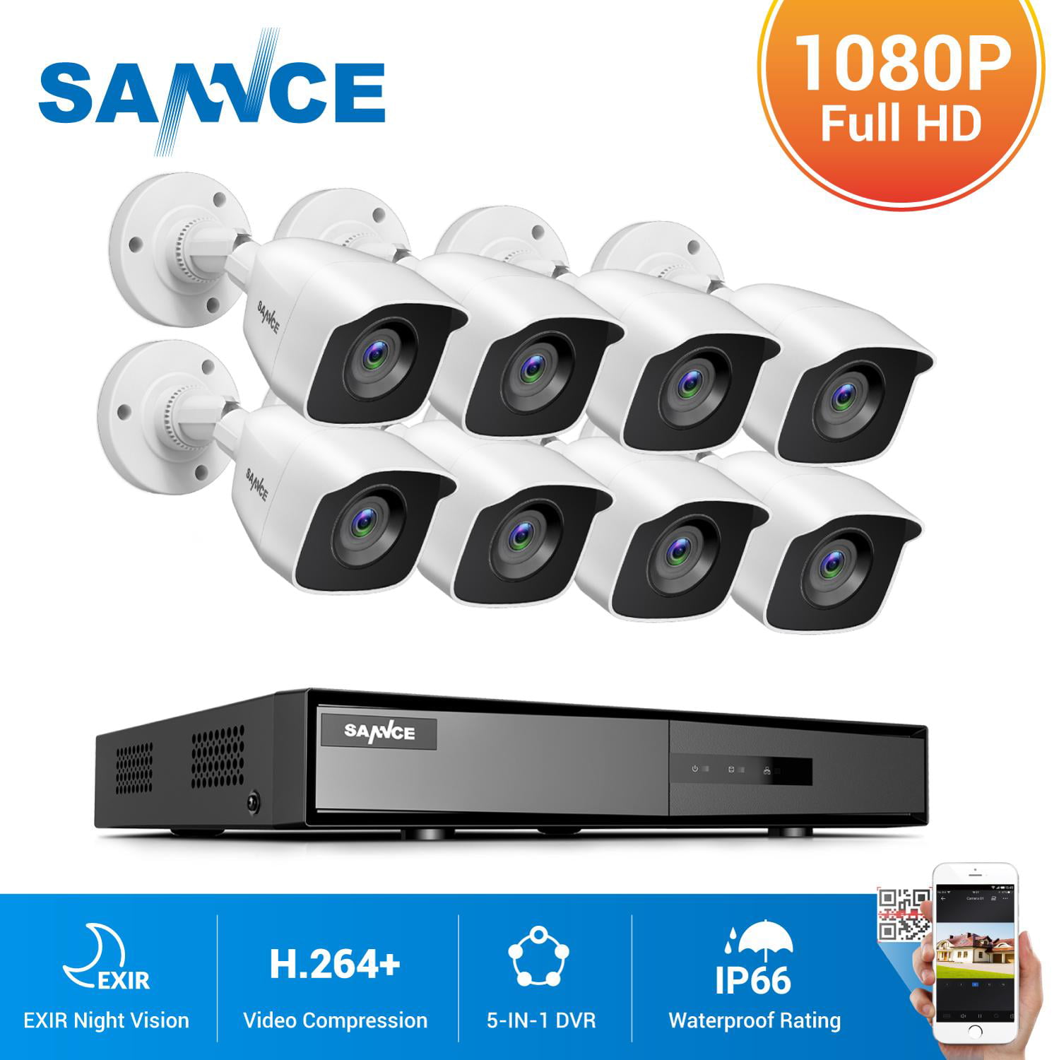 4 x 960P IP Kamera IP66 SANNCE Security Überwachungssystem 960P 4CH POE NVR 