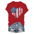 thumbnail image 5 of KPOPLK Womens USA Oversized T-Shirts Summer Round Neck Short Sleeve Shirts Cute Print Graphic Tees(Red,M), 5 of 6
