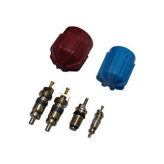 A/C System Valve Core and Cap Kit - Compatible with 2014 - 2015, 2017 - 2018 Maserati Ghibli 3.0L V6