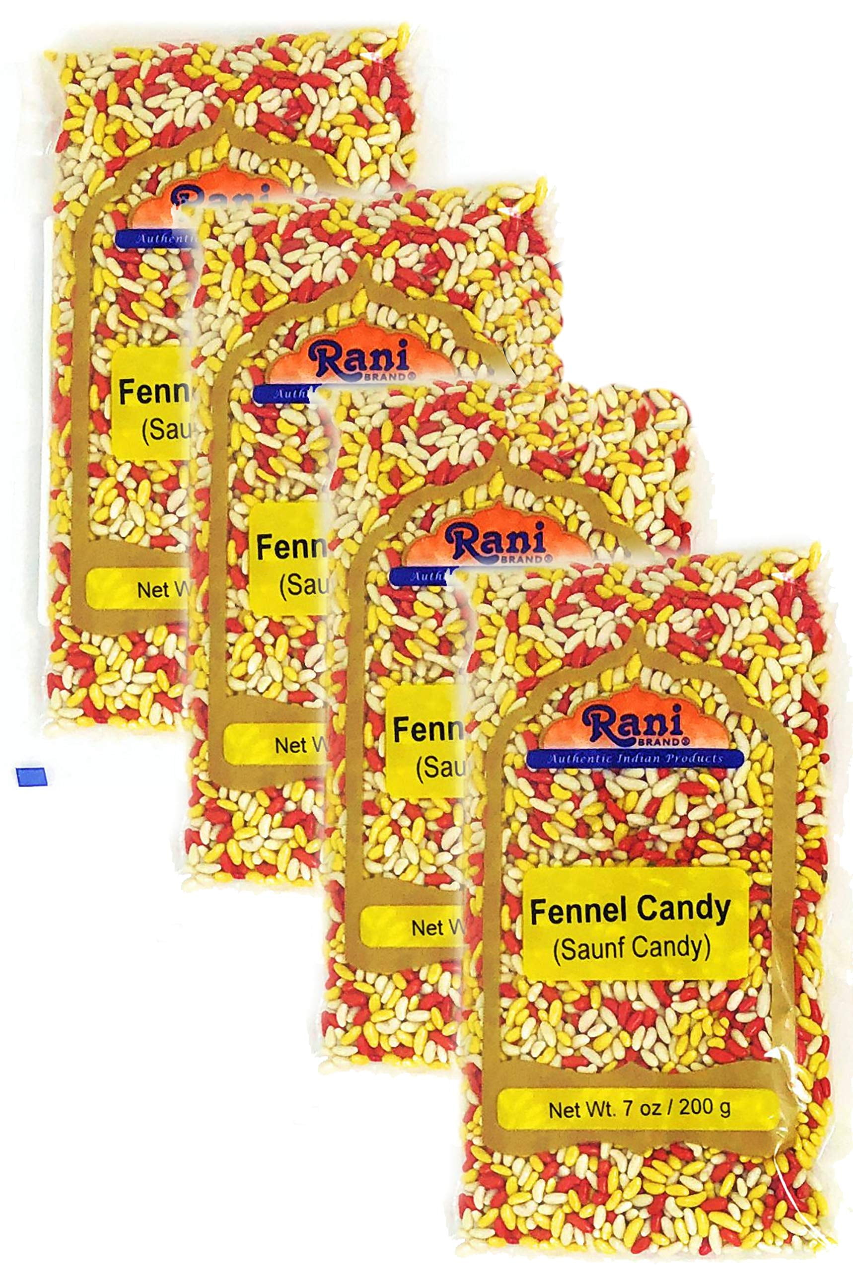 Rani Sugar Coated Fennel Candy 7oz 200g (Pack of 4, 28oz/800g total) ~ Indian After Meal Digestive Treat | Vegan | Gluten Friendly | NON-GMO | Indian Origin