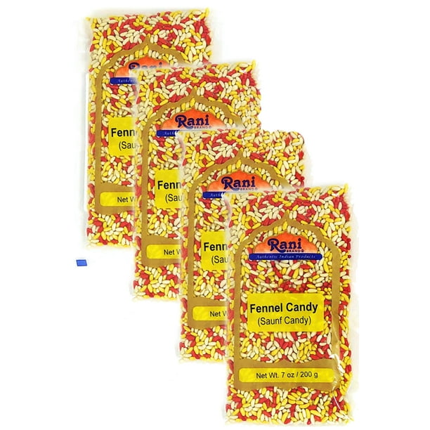 Rani Sugar Coated Fennel Candy 7oz 200g (Pack of 4, 28oz/800g total