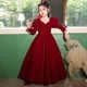 thumbnail image 3 of Vestido de manga larga para niñas Vestido rojo para año nuevo para niñas pequeñas Vestido para niñas pequeñas de flores Vestido para actuación de piano en bodas, 3 of 6
