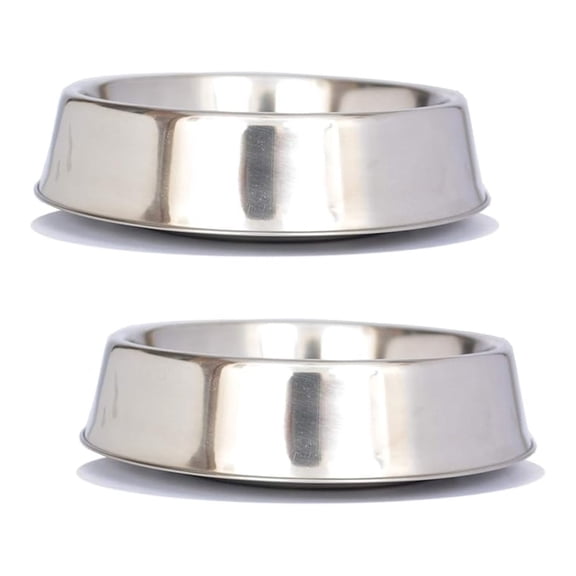2 Pack of 1 Cup Stainless Steel Non Skid Pet Bowls for Dog or Cat with Raised Rim Dishwasher Safe Pet Food and Water Bowls - 8 Oz