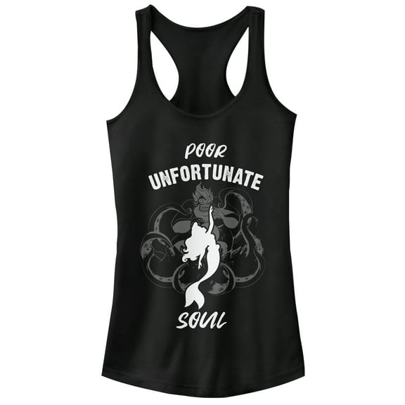 Junior's The Little Mermaid Unfortunate Soul Silhouette  Racerback Tank Top Black Large