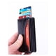 thumbnail image 2 of (PU negro) Cartera táctica minimalista para hombre, tarjetero de metal delgado anti-RFID-B, tarjetero de cuero plegable para hombre para bolsillo frontal con clip para dinero, 2 of 5