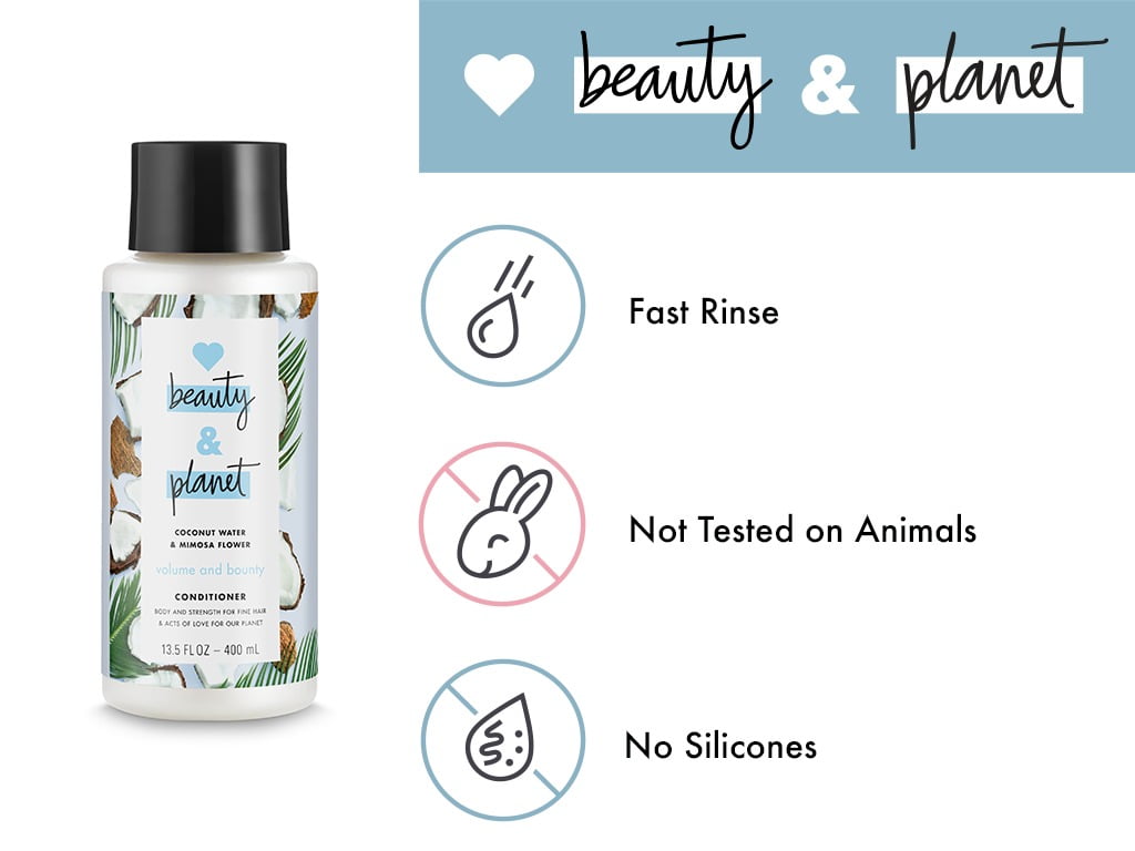 Love Beauty and Planet Volumizing Shampoo and Conditioner, Paraben Free, Silicone Free, and Vegan, Coconut Water & Mimosa Flower,, 13.5 oz, 2 count