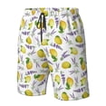 thumbnail image 6 of Uemuo Lavender Flowers Pattern Men's Swim Trunks Hawaiian Beach Bathing Suit Swimsuits Beach Quick-Dry Shorts with Pockets-, 6 of 9