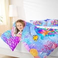 thumbnail image 3 of Erosebridal Watercolor Cartoon Mermaid 7-Piece Twin Bedding Sets,Ocean Animals Bedding Comforter Set For Girls Kids,Reversible, 3 of 7
