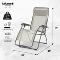 thumbnail image 2 of Lafuma Futura Zero Gravity Outdoor Steel Framed Lawn Recliner Chair, Seigle, 2 of 6