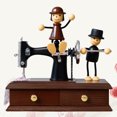 thumbnail image 4 of EeaseCA 1PC Romantic Couple Musical Box Sewing Machine Shape Ornament Resin Music Box Creative Melody Box Festival Gift, 4 of 7