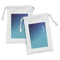 thumbnail image 1 of Night Sky Fabric Pouch Set of 2, Starry Crescent Moon Nebula Galaxy Astronomy Cosmos Sleep Well Theme, Drawstring Bag for Toiletries Masks and Favors, 9" x 6", Royal Blue and White, by Ambesonne, 1 of 2