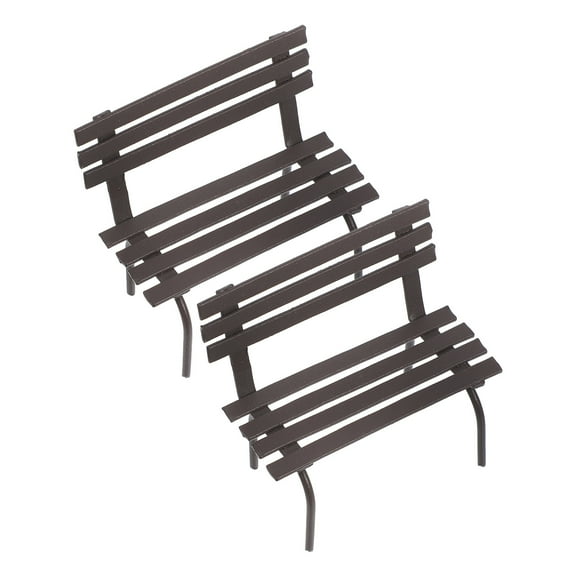 Miniature Park Bench for Doll House Decoration 2pcs Small Chair Props 7.5cm x 3.5cm