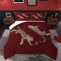 Manfei Kawaii Leopard Cheetah Bedding Comforter Set, Fashion Wildlife Print Twin Comforter Sets, Teens Adult Men Women Reversible Bedding Set, Luxury Bedroom Decor, 2pcs