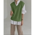 thumbnail image 6 of Sherrylily Women V Neck Sweater Vest Oversized Loose Knit Cable Sleeveless Sweater, 6 of 6