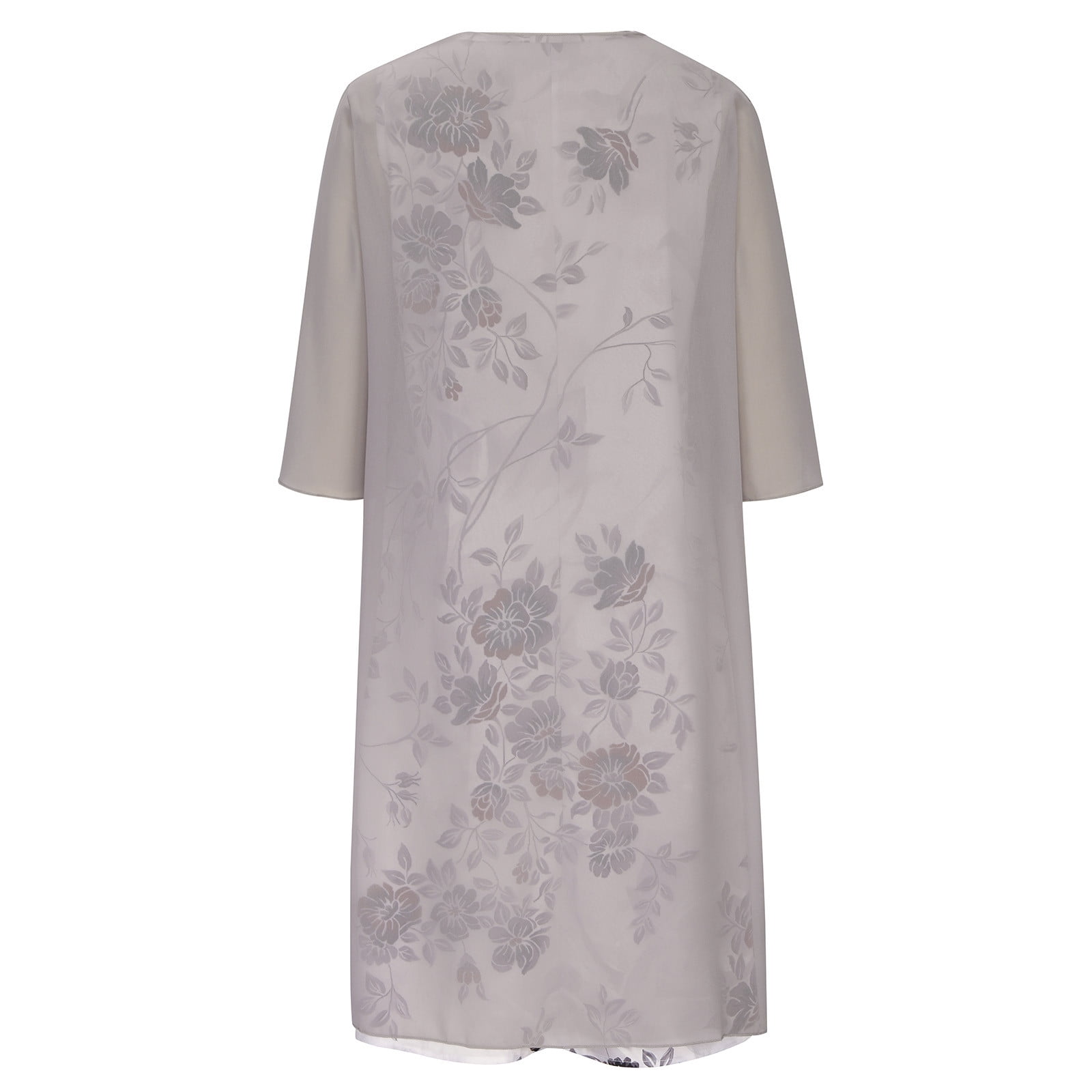 AOOCHASLIY Sun Dresses for Women Clothess Women Casual Floral Print Round Neck Sleeveles Dress Solid Chiffon Two-Piece Set