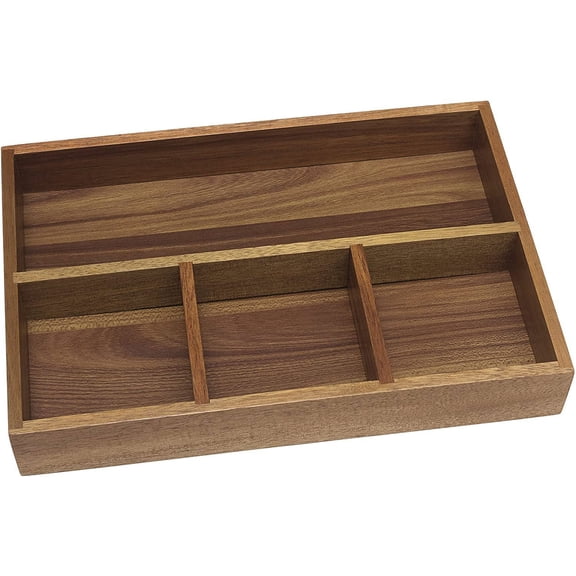 Lipper International Acacia Organizer Tray 4 Compartments 12 x 8 x 1 3/4 Inch