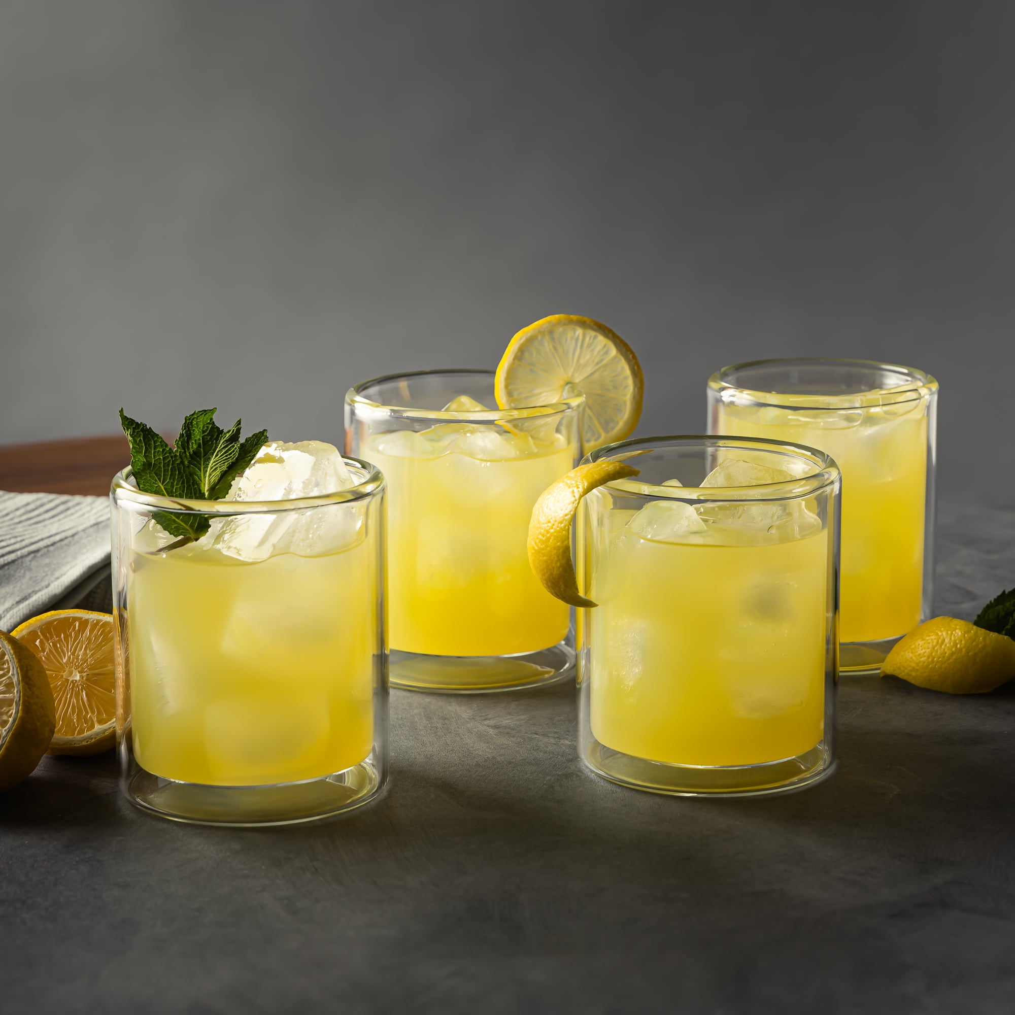 (2 pack) Thyme & Table Double-Wall Drinking Glass Set, 4-Pack, 13 oz, Clear