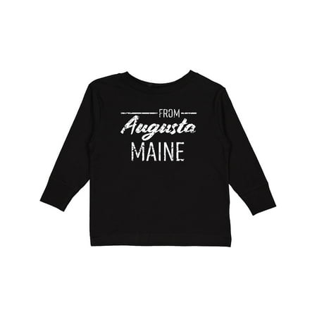 

Inktastic From Augusta Maine in White Distressed Text Gift Toddler Boy or Toddler Girl Long Sleeve T-Shirt