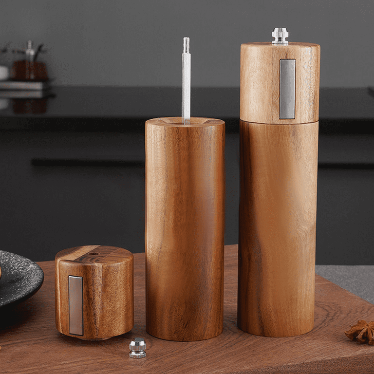 walnut wood pepper grinder set refillable