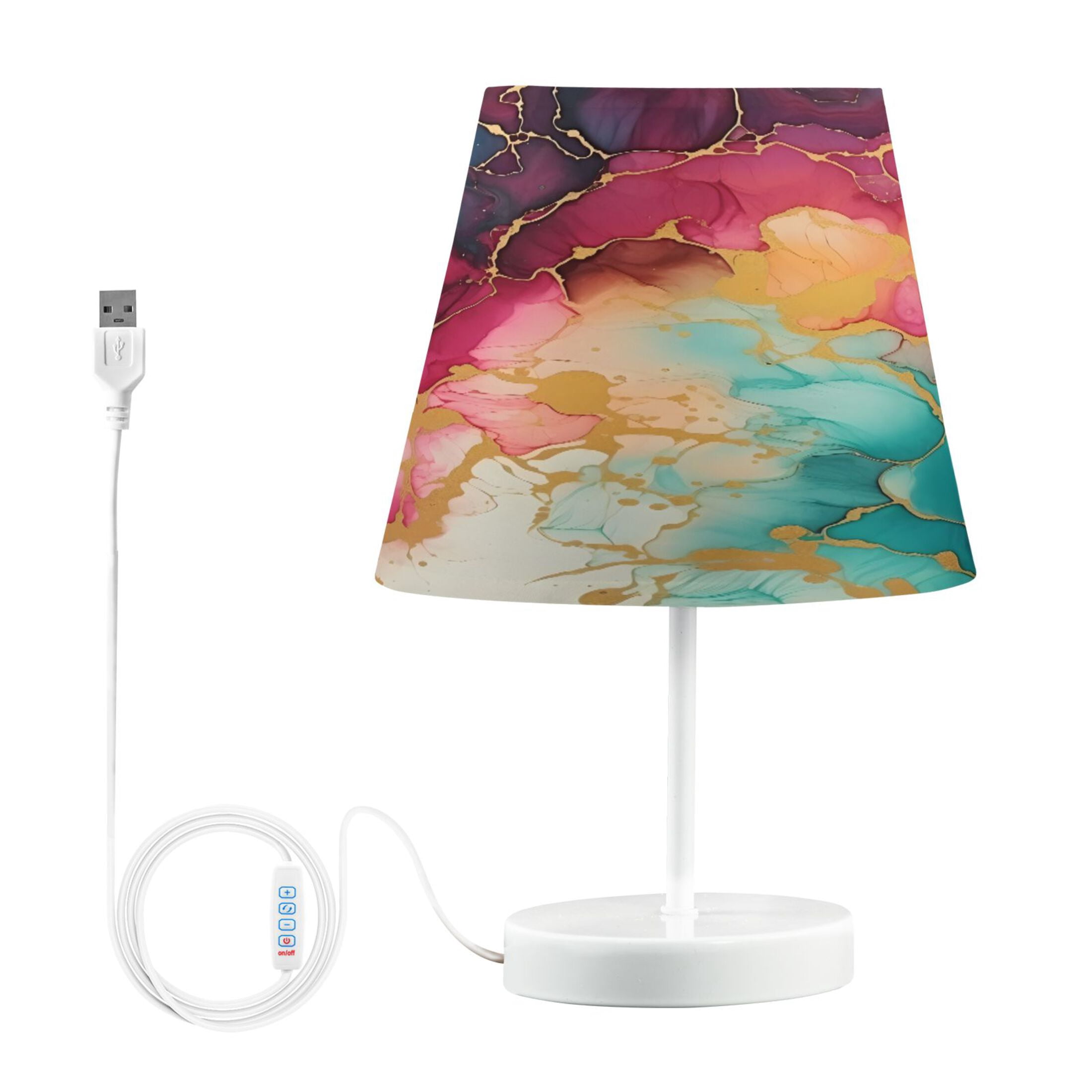 Teal Magenta Marble Desk Lamp LED Table Nightstand Lamps with 3 Color Temperatures for Home Bedroom Living Room Decor 8x12