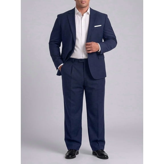 Men's Big & Tall 2-Piece Suit Set - Single Button for Wedding, Business & Formal Occasions Navy Blue 56