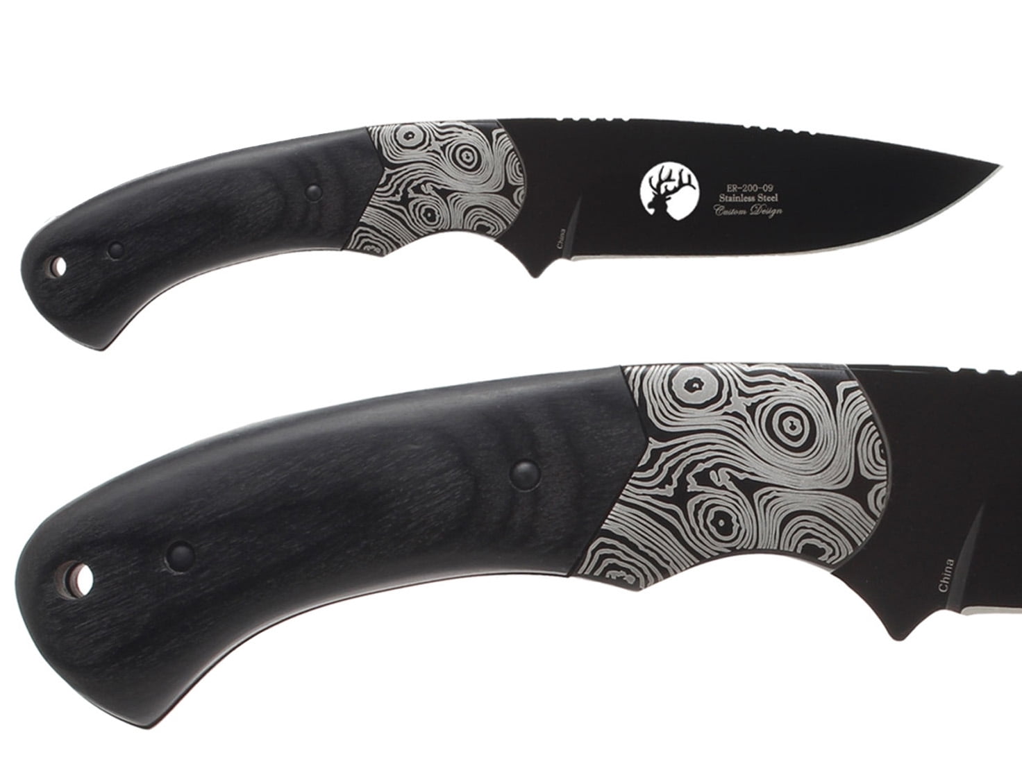 Fixed Blade Elk Ridge Hunting Knife 8.3" Engraved by NDZ Performance - Airborne Jump Wings
