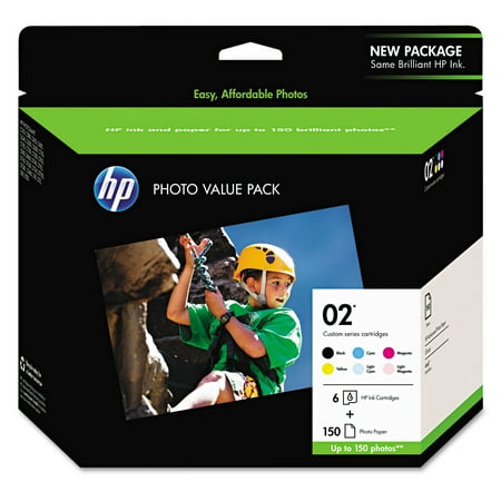 HP 02, (Q7964AN) 6-Pack Assorted Original Ink w/Photo Paper -HEWQ7964AN