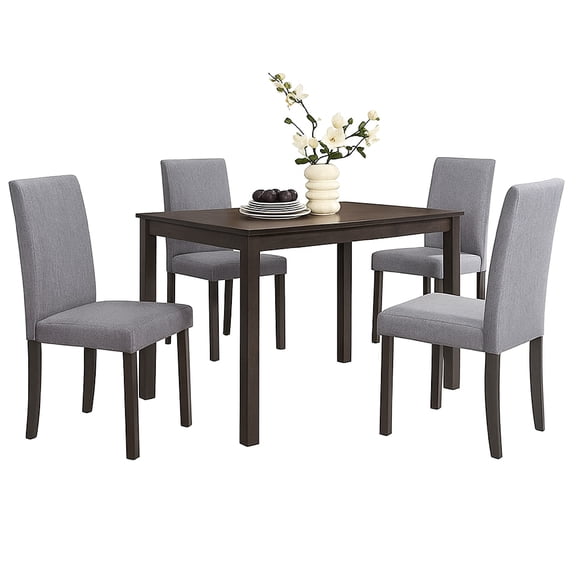 Cterwk Pack of 4 Side Chair with Wood Frame, Fabric Seat Dining Chair for Living Room, Dining Room, Gray(Only 4 Pack Chairs)