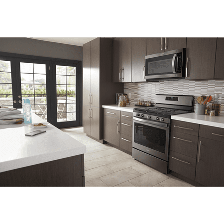 Whirlpool - 2.1 Cu. Ft. Over-the-Range Microwave with Sensor Cooking - Black stainless steel