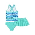 thumbnail image 2 of YiZYiF Girls 3-pc Sleeveless V Neck Swimsuit Spaghetti Straps Top with Briefs Skirt Bathing Suit, 2 of 7