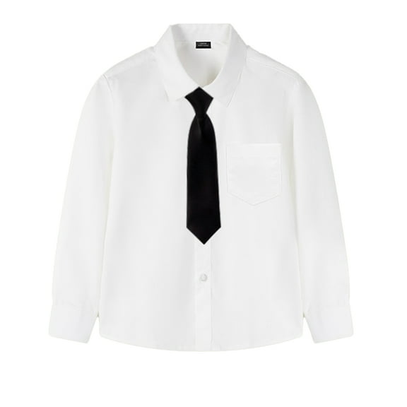 HAOYUNL Boys Collared Dress Shirt with Matching Tie for Kids Toddler Teen Dress Shirt Casual Long Sleeve Button down Solid Shirt Formal Uniform for 3-16Year