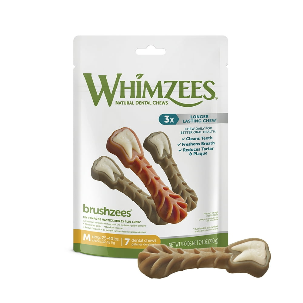 Whimzees Daily Use Pack Dental Treats for Dogs, Medium Brushzees Bag of