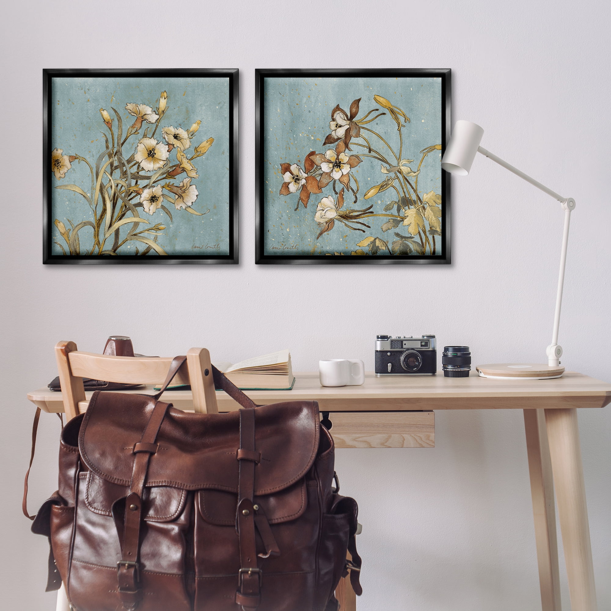 Stupell Industries Traditional Flower Portrait Plants & Flowers Painting Black Floater Framed Canvas Art Print Wall Art, 25 x 25, Set of 2