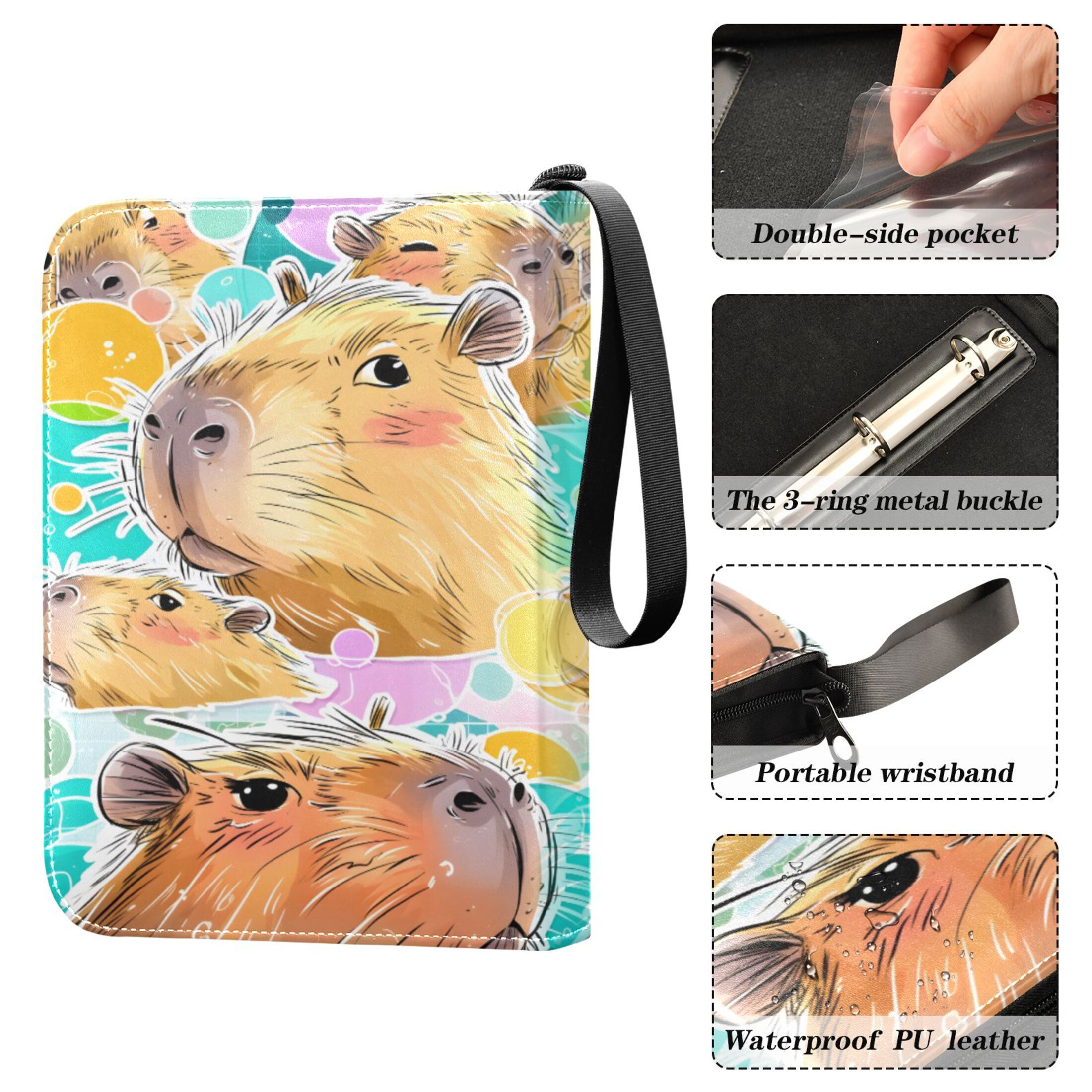 Trading Card Binder Album 400 Pockets 50 Removable 4-Pocket Pages Waterproof Adorable Capybara Poster