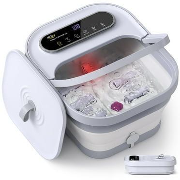 Alljoy Collapsible Foot Spa with Massager and Heat, Foot Bubble Bath Tub with 6 Massage Rollers, Foot Soak Tub with Heater