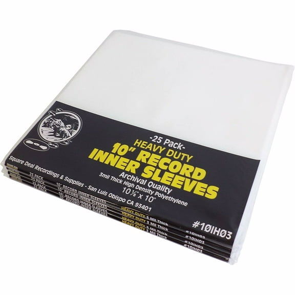 (100) 10" Record Inner Sleeves - High Density Polyethylene - 10-1/8" x 10"