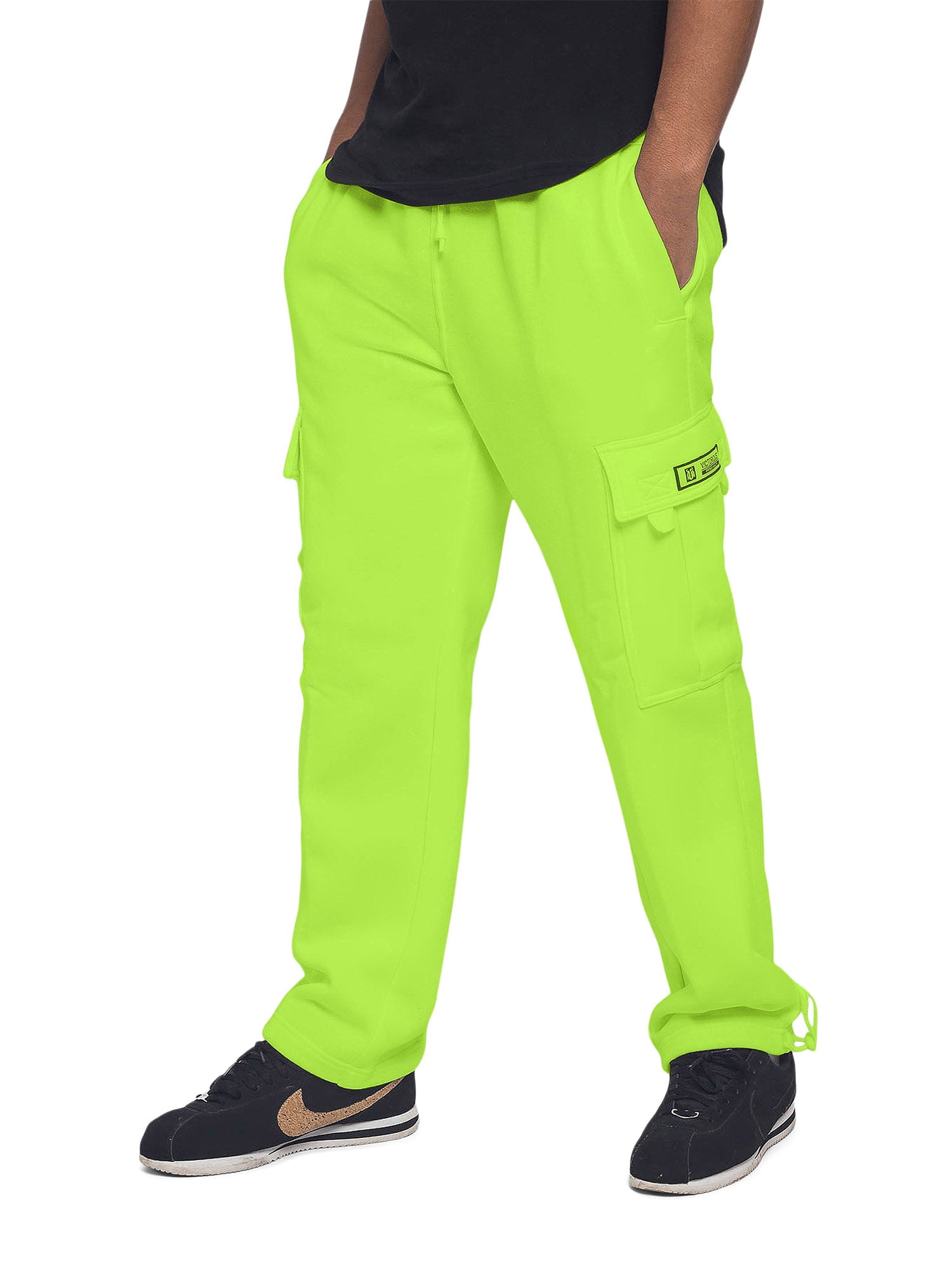 Cargo Pants - High Waisted - Full Length - Lime Green