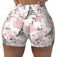 thumbnail image 2 of Susaid Paris Print Intensify Workout Shorts for Women Seamless Scrunch Short Gym Yoga Running Sport Active Exercise Fitness Shorts-X-Large, 2 of 8