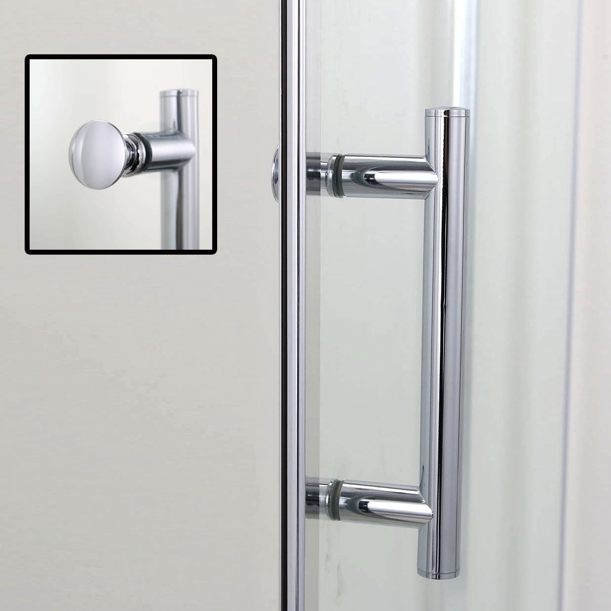 Sunny Shower Semi-Frameless Pivot Swing Shower Door One Panel Glass in Chrome