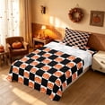 thumbnail image 3 of Homewish Pumpkin Plaid Twin Sheets, Happy Halloween Bedding, Black Orange White, 3 Pieces (1 Flat Sheet, 1 Fitted Sheet and 1 Pillowcase), 3 of 6