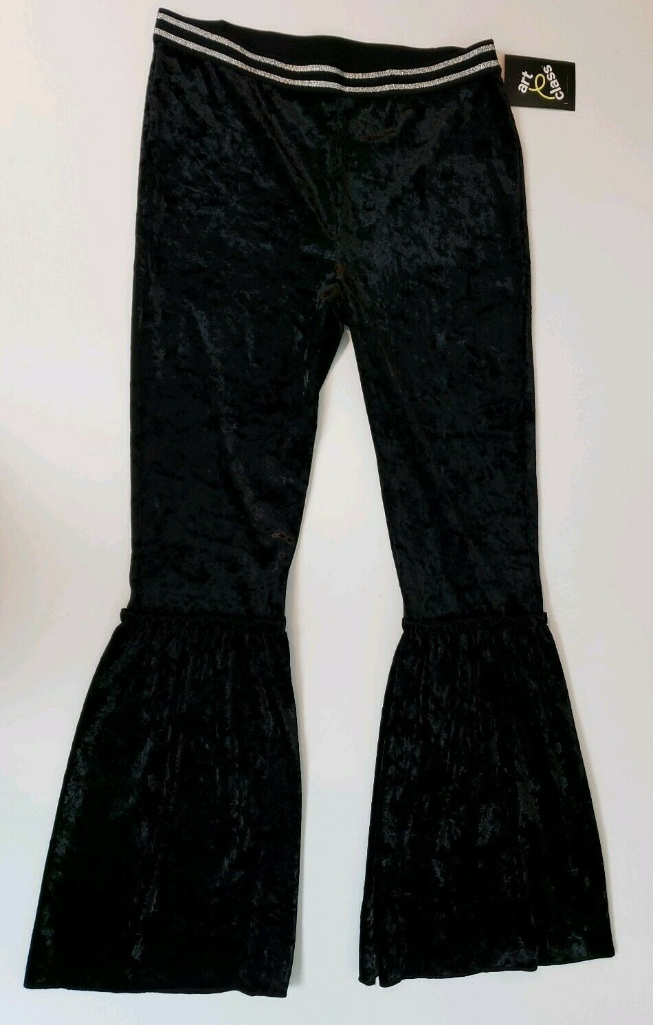 Large 10/12 Girls Black Velvety Fuzzy Leggings Pants Art Class New 