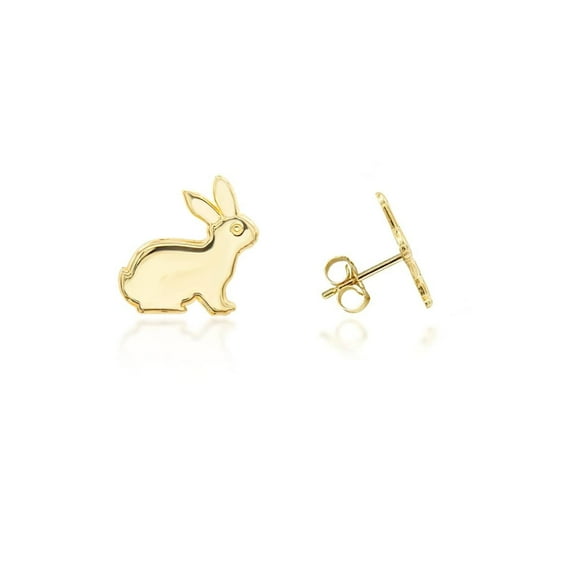 Yellow Gold Bunny Rabbit Stud Earrings (10K)