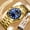 Full Gold-Blue Surface, variant on Men's Quartz Watch, Luminous Waterproof Multifunctional Men's Watch, Business Trendy Fashion Men's Wristwatch with Calendar